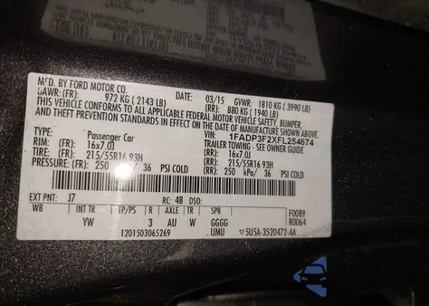 2015 Ford Focus Se z USA, uszkodzony, nr VIN 1FADP3F2XFL254674